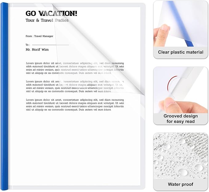 JOERSH 20Pcs Clear Report Covers with Sliding Bar, 40 Sheet Capacity Plastic Binder Paper Protector, Report Folders with Clear Cover for Resume File Documents, 5 Colors