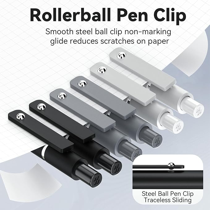 Gel Pens, 6 Pcs 0.5mm Fine Point Black Ink Pen With Smooth Writing, Office Desk Accessories, School Supplies Gifts for Men Women, Quick Dry Pens Ballpoint For Journaling, Black/Gray/White