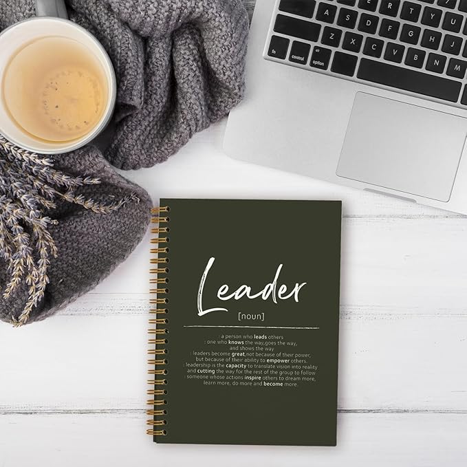 OXW Leadership Gifts Notebook Journal, Leader Gifts for Women Men, Office Notebook for Work, Thank You Gifts for Leader Mentor Boss Supervisor, Olive Green Spiral Notebook 5.5 x 8.3