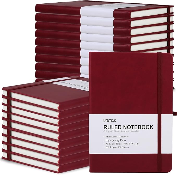 20 Pack Journals for Writing College Ruled Notebooks Journal in Bulk, Hardcover Notebooks (200Pages) for Note Talking, Lined Bullet Journals for Home School Office, 5.7"x8.4", Red