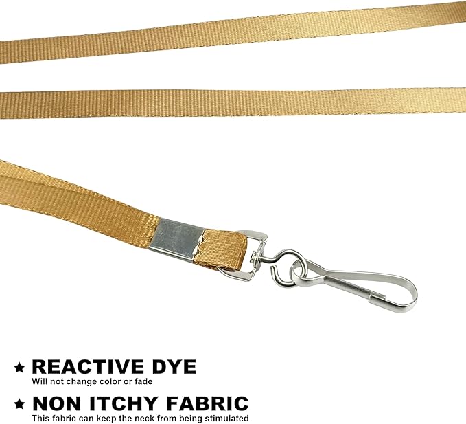 Korty Gold Lanyards Bulk 50 packs Lanyards for ID Badges,Lanyards with Swivel Hook Clips for Name Tag Lanyard ID Holder