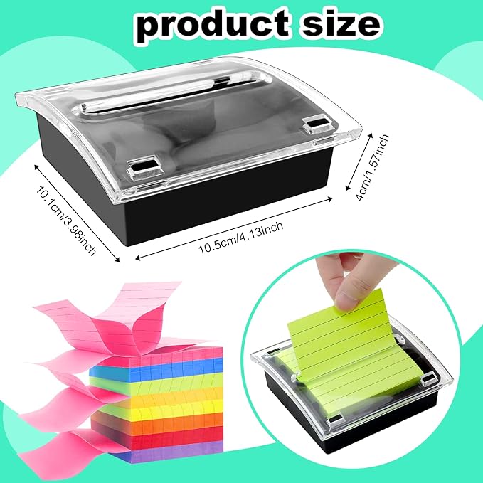 6 Pcs Pop Up Sticky Note Dispenser Sticky Note Holder Pop Up Note Dispenser Transparent Top for 3 x 3 Inch Sticky Notes School Office Home Store Black Base Clear Top