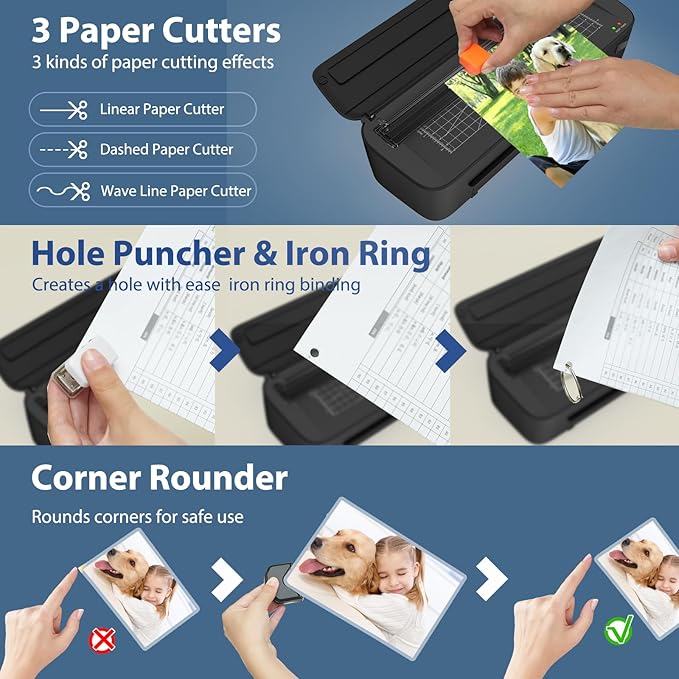 Laminator Machine, 11 in 1 Laminating Never Jam Technology with 36 Laminating Sheets, 9 Inch Thermal Laminator A4 Laminating Machine Hot & Cold Mode for Home Office School Black