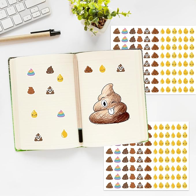 1150 Pieces Poop Pee Stickers for Potty Training, Poop Pee Sticker Party Favor Decorations Teachers Journal Scrapbooking Kids Party Supplies(pee12)
