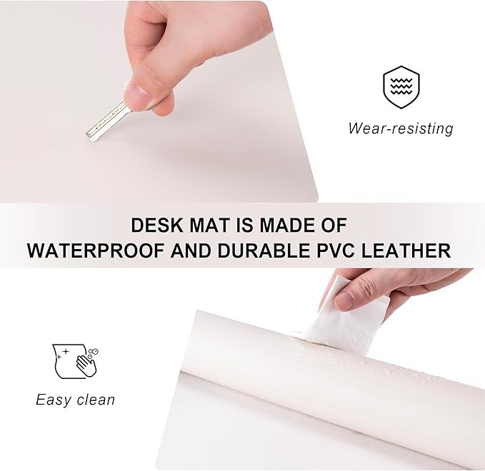 Leather Desk Pad Protector,Non-Slip Desk Pad,on-Slip PU Leather Large Mouse Pad,Easy Clean Desk Protecor Mat,Writing Pad for Office Work/Home/Decor(Black, 31.5" x 15.7")