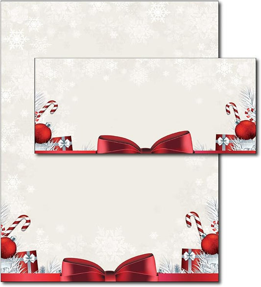 Holiday Present Christmas Stationery & Envelopes - 20 Sets
