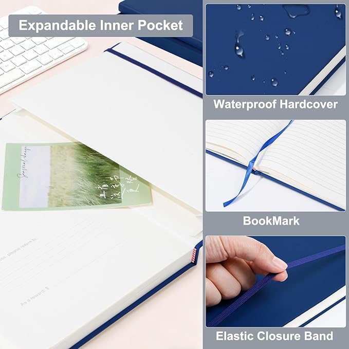 COMIX 3 Pack B5 Lined Journal Notebooks, 240 Pages, 6.9 x 9.8 Inches, Black, Hardcover Journaling Notebooks for Men & Women- Fits for Office, Business, School, Notes Taking & Writing