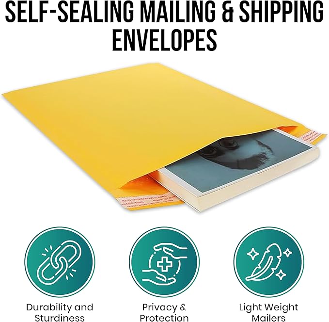 Levex - #7 14.25" x 20 [50 Pack) Kraft Bubble Mailers, Padded Envelope Mailers, Packing Envelope & Mailing Bags for Shipping