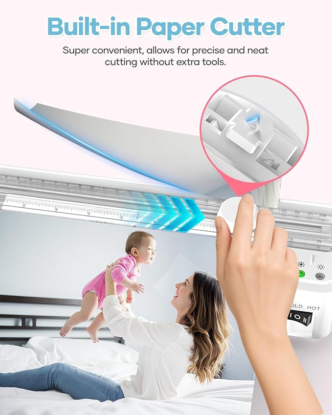 Kejector Laminator Machine, 9 Inch with 20 A4 Sheets Thermal and Cold Lamination Built in Cutter Quick Warm Up for Home Office School, White