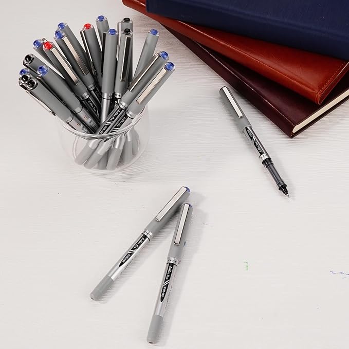 EYEYE Rollerball Pens Bold Point, 4 Black 4 Blue 1.0mm Liquid Ink Roller Ball Pen Quick Dry, Ink Pen Fine Point Smooth Writing Pens for Journaling, Note Taking, Office, School Supplies