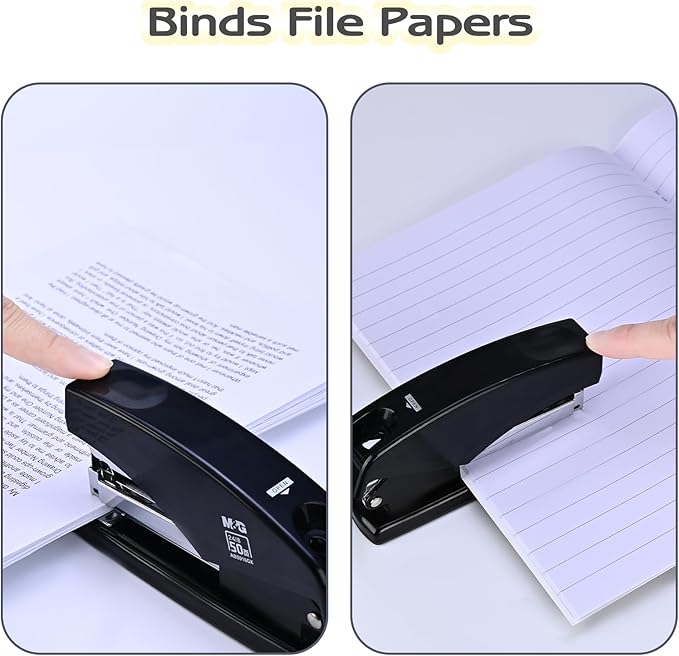 M&G Desk Effortless Stapler with 2000 Staples, 50 Sheets Capacity Heavy Duty Office Staplers, Jam Free, One Finger Touch Stapling Ergonomic Stapler for School Home Office Supplies (Black)