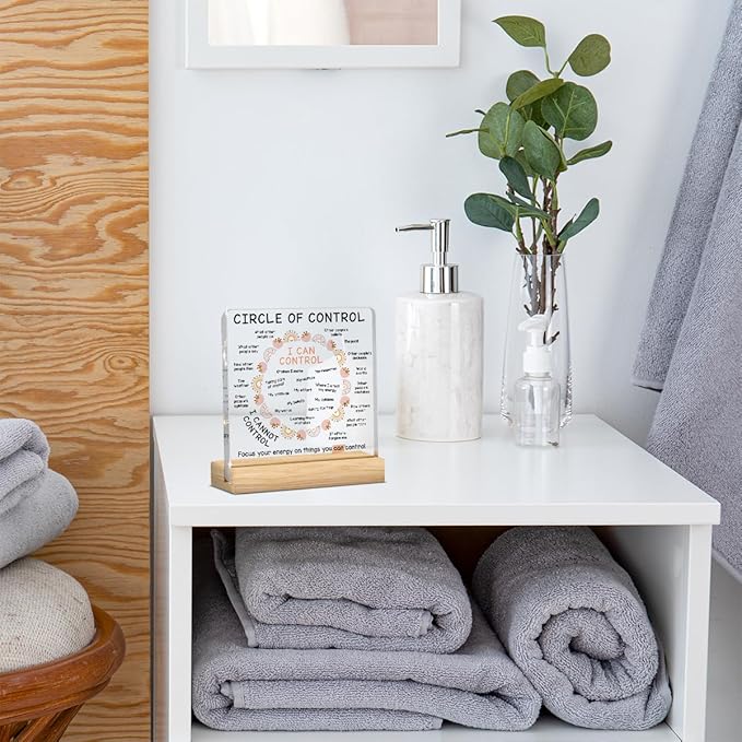 Therapy Office Desk Decor, Mental Health Gifts, Counselor Office Must Haves, Gifts for Women Therapist Psychologist School Counselor, Halloween Christmas Gift Circle of Control Acrylic Sign