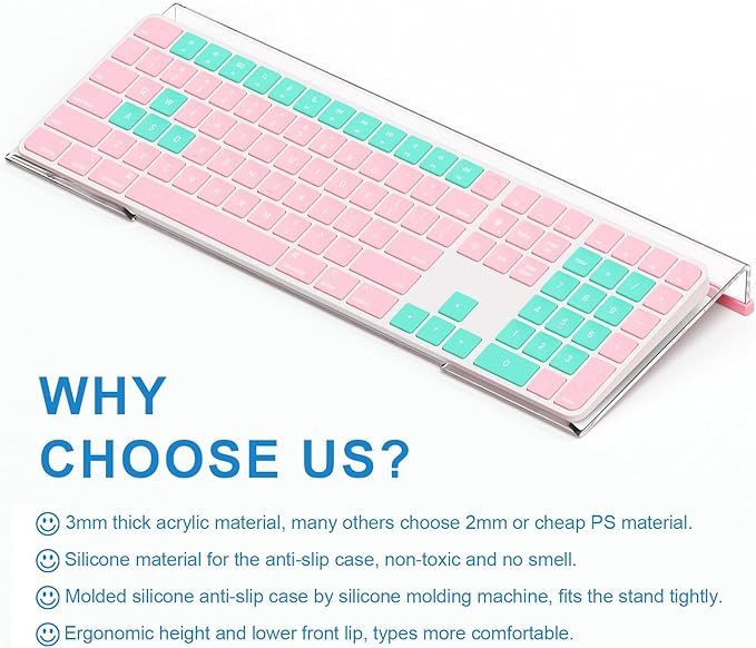 WINFFOR Comfortable Computer Keyboard Stand - Ergonomic Keyboard Riser Acrylic Tilted Keyboard Holder for Easy Typing&Working at Home Office - Fits All Keyboard Sizes - 17'' Wide (Crystal Clear)