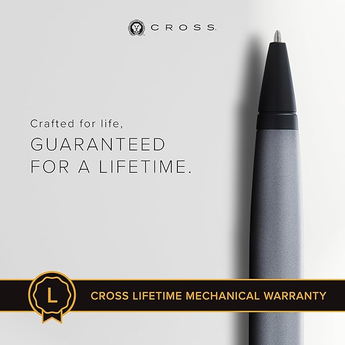 Cross Calais Refillable Ballpoint Pen Presented in a Luxury Gift Box - Medium Point, Black Ink, Matte Gray & Black