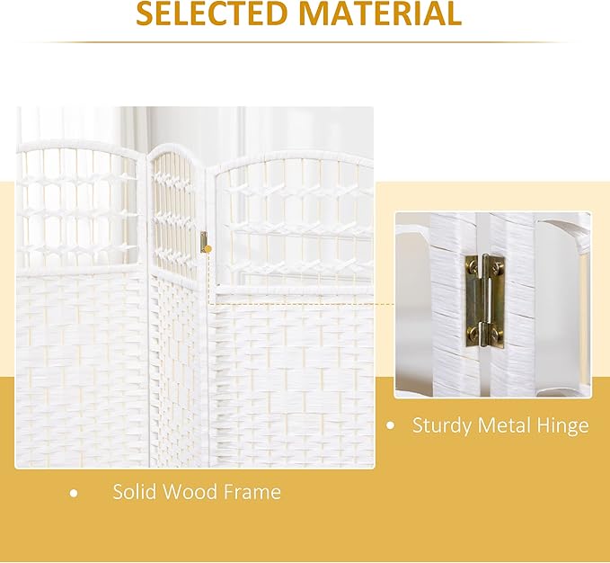 NicBex Room Divider 3 Panel Room Dividers with Woven Paper Design Partition Room Dividers and Folding Privacy Screens 5.6 FT Wall Divider for Office, Room Separation,47.25" W x 0.5" D x 67" H, White