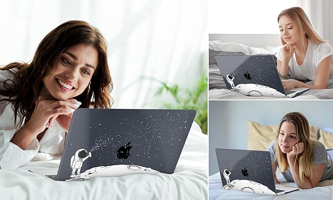 DONGKE Compatible with M4 MacBook Air 15 inch Case 2025 2024 2023 A3241 A3114 A2941 M3 M2 Liquid Retina Display Touch ID, Plastic Hard Case & Keyboard Skin & Screen Protector - Astronaut