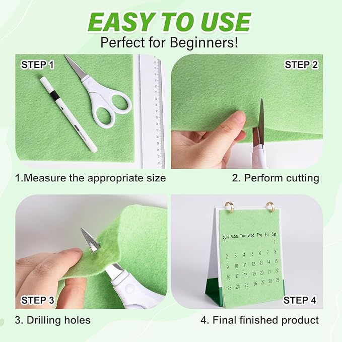 XSEINO 13 Rolls Grass Green Felt Fabric,8"x35"(20.5x90cm) 1.4mm Thick Soft Felt Fabric Sheet for Crafts,Grass Green Series Colors Soft Nonwoven Fabric,Fit for Decoration, Sewing, DIY Crafts