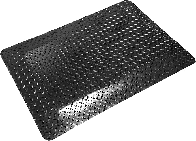 Rhino Mats, American Classic Diamond Anti-Fatigue Mats, Industrial Ergonomic Comfort Standing Mat for Work, Home, Garage, Office, Kitchen or Anywhere (Black 9/16" Thick, 2 FT. x 19 FT.)