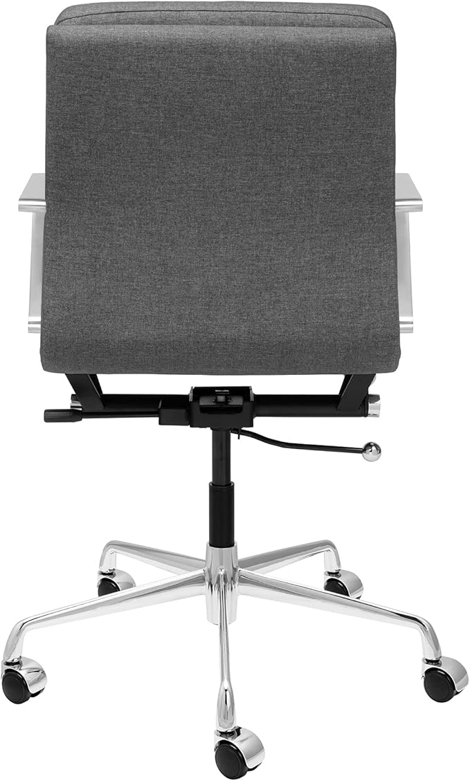 Laura Davidson Furniture SOHO II Padded Management Office Chair - Mid Back Desk Chair with Arm Rest, Swivel & Cushion Availability, Made of Poly-Cotton Fabric, Charcoal Fabric, Computer Chair