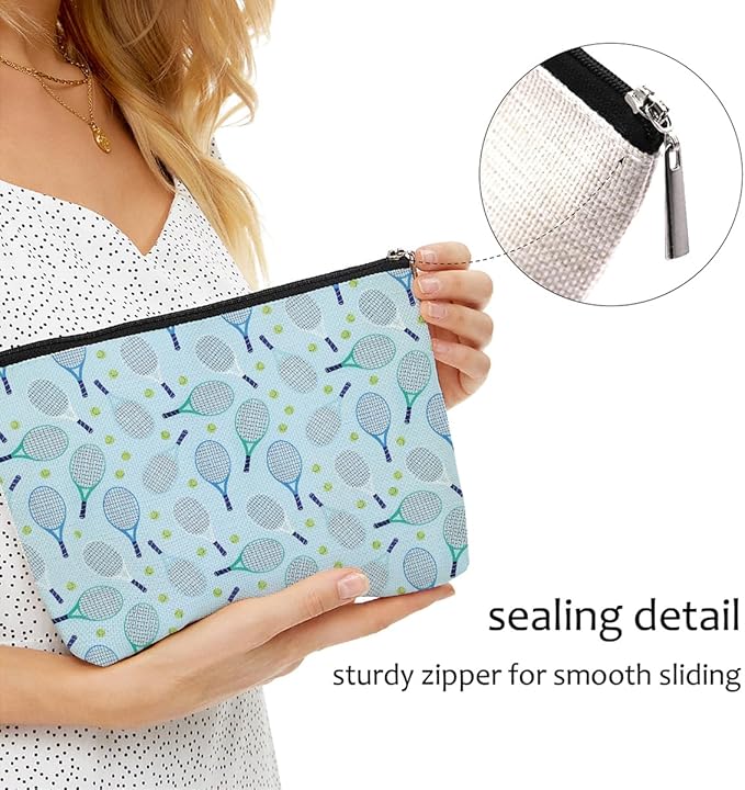 4 PCs Inspirational Makeup Bag - Tennis Accessories Gift Cosmetic Bag Toiletry Bag, Player Graduation Birthday Gifts for Women Girls, Tennis Lovers Sister Team