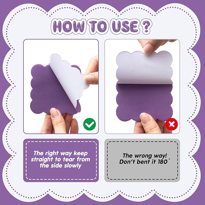 Eaasty 8 Pack Scalloped Sticky Notes Bulk Christmas Cute Self Sticky Note Pads Multi Color Bright Vintage Note Pads or School Office Supplies 240 Sheet(3" X 3",Purple)