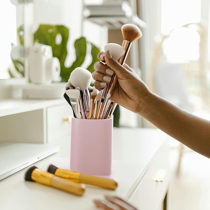 Pen Holder, 2 Pack Pencil Holder for Desk,Ceramic Pencil Cup Desk Organizer, Makeup Brush Holder Cute, Stationery Accessories for Office, School, Home (Matte pink)