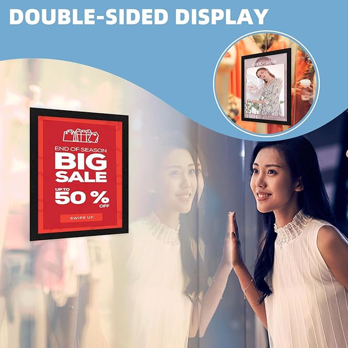 Magnetic Sign Holder 8.5 x 11-5Pcs Magnetic Frames for Refrigerator Double Sided Reusable Adhesive Frames for Walls Door Window Picture Photo Document Paper Poster Magnetic Display Frame