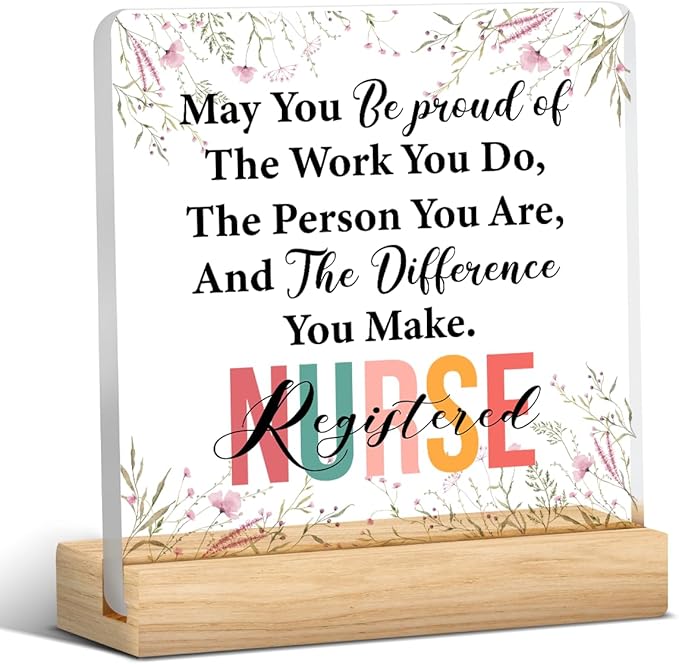 Registered Nurse Gifts for Women Nurses Week Gifts Appreciation Thank You Graduation Gift for Nurse Office Desk Decor for Home Acrylic Sign Christmas Gift