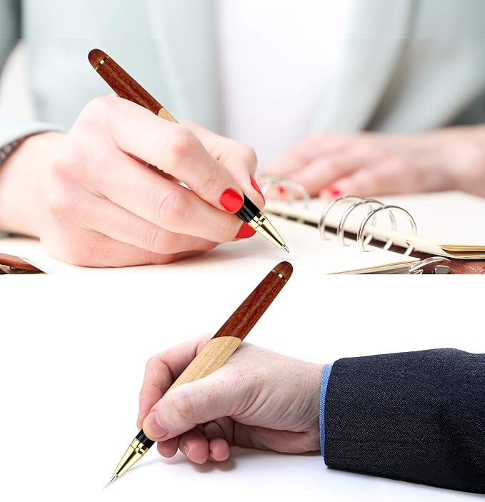 Best Wooden Gel Pen Gift Set with Handmade Rollerball Designer Pen Holder Box and Refills, Business Ballpoint Pen with Fancy Journaling Pen Display Case