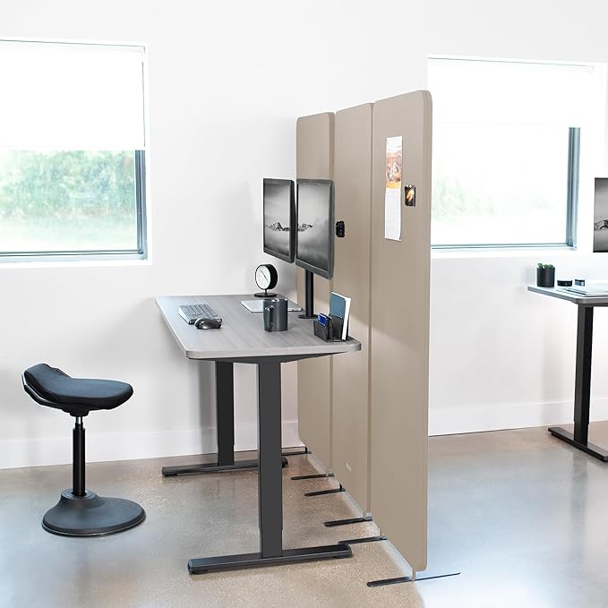 VIVO Freestanding 72 x 66 inch Privacy Panel, Cubicle Divider, Acoustic Wall Partition, x3 24 inch Panels, Beige, PP-3-T072BE