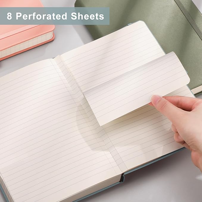 EMSHOI Notebook College Ruled - 256 Numbered Pages, 120 Gsm Thick Paper, A5 Hardcover Leather Lined Journal for Men & Women Work School Journaling Writing Diary 5.7" X 8.3"(GrayBlue)