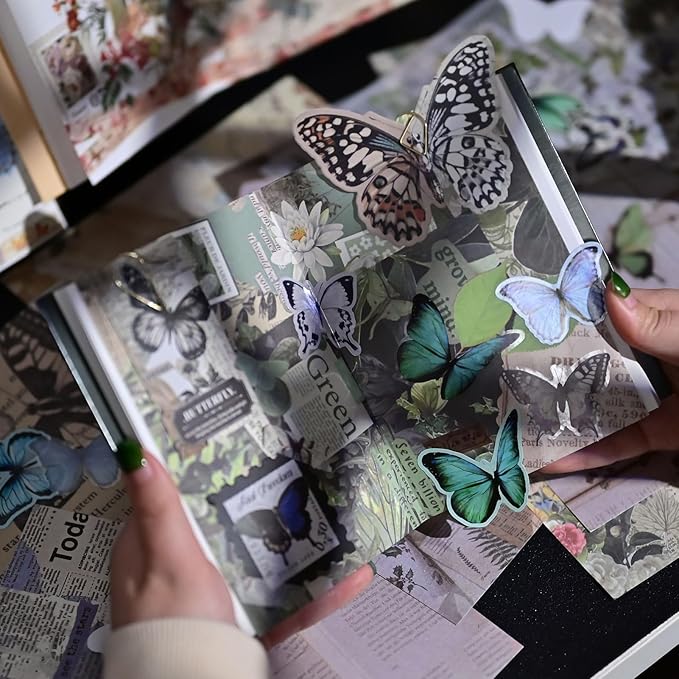 Funto Scrapbooking Kit(140 PCS), Vintage Collection-Whispers of The Forest, Perfect for Bullet Scrapbooking Materials, Planner DIY Arts Craft Collage