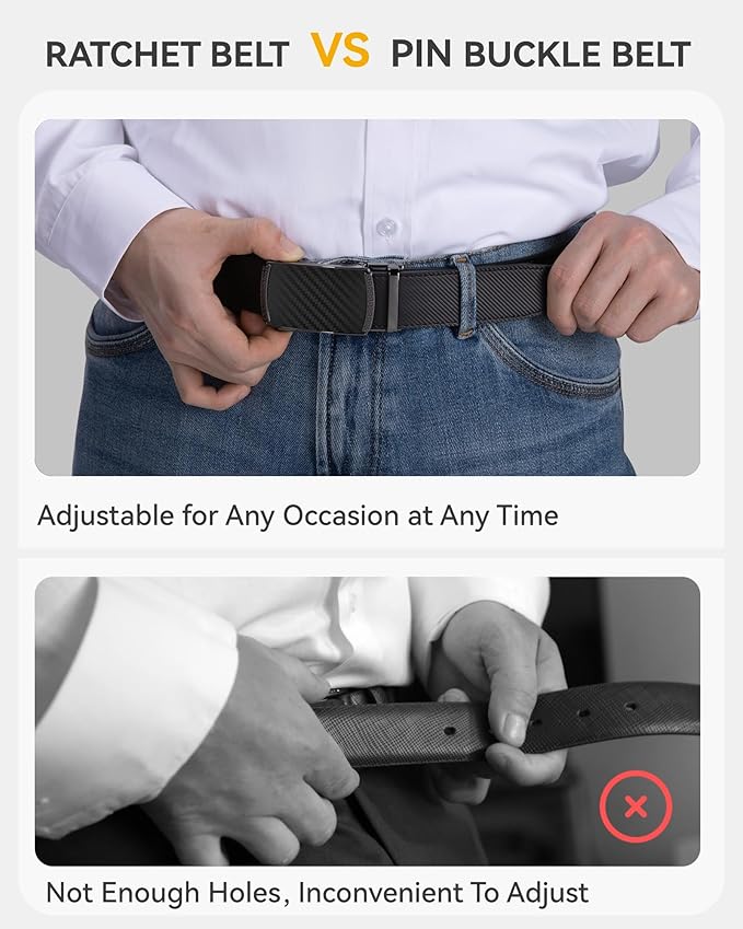 CHAOREN Mens Belt Leather Ratchet Belt - Customizable Fit, Effortless Style (35mm)