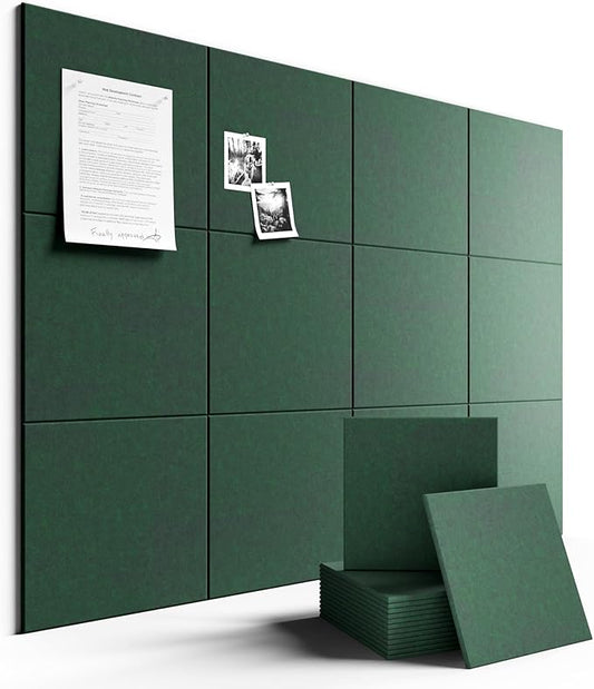 Large Felt Bulletin Board 48" x 36" Cork Board Alternative-12 Pack with 70 Safe Removable Adhesive Tabs, Cork Boards for Walls Cork Board for Home Office Classroom Pin Board (Aurora Green)