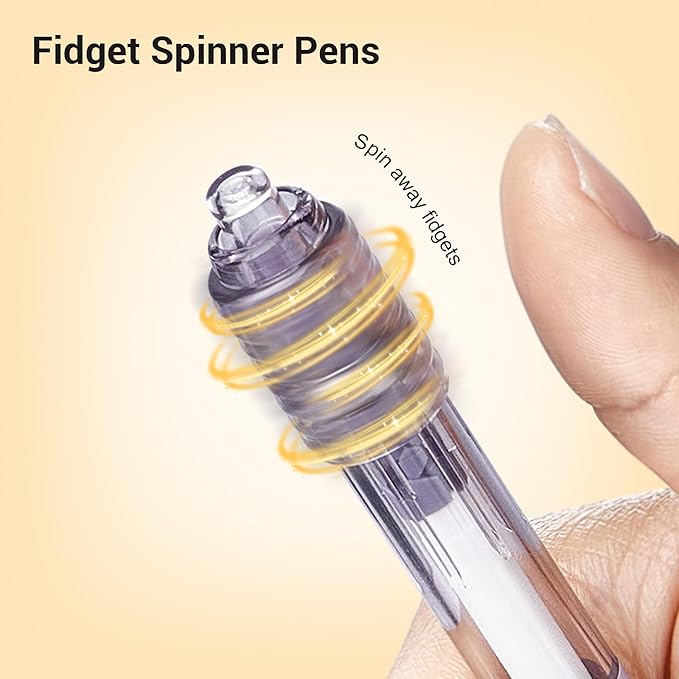 Leven Fidget Spinning Gel Pens 3 Pcs, Stress Relief 0.5mm Black Ink Pens, Quick Dry Fine Point Smooth Writing Ballpoint Pen, for Journaling Note Taking Office School Supplies Morandi