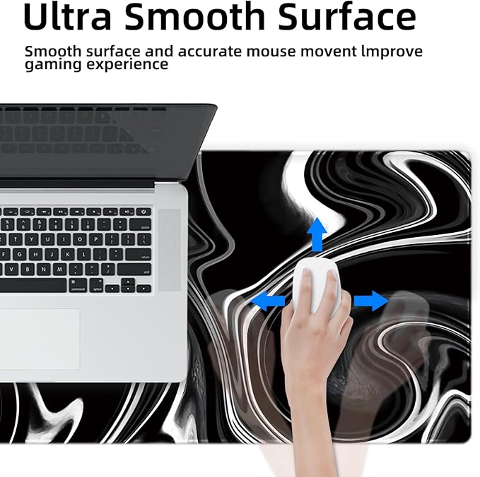 Galdas Gaming Mouse Pad XXL XL Large Mouse Pad Long Extended Big Mousepad Non-Slip Rubber Keyboard Mouse Pad with Stitched Edges for Laptop Home Office (31.5x11.8x0.08 Inch) … (Wave Black)