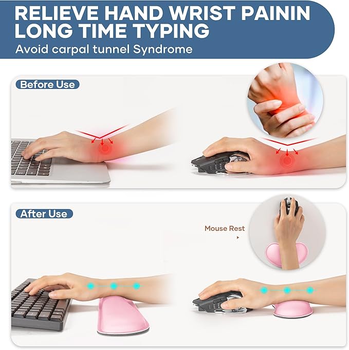 Office Ergonomic Memory Foam Computer Mouse and Keyboard Wrist Rest pad Support Carpal Tunnel, Wrist Rest for Keyboard and Mouse, Wrist Support Set