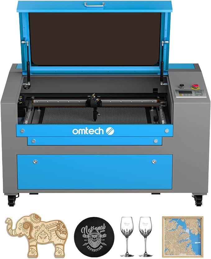 OMTech 60W CO2 Laser Engraver, 16"x24" Laser Engraving Machine with 2 Way Pass Air Assist Digital Control Panel RDWorks, Commercial Laser Cutter Cutting Etching Machine for Wood Glass Acrylic More