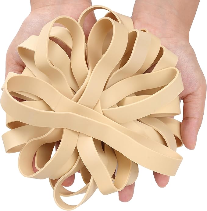 Rubber Bands Size#107 Heavy Duty Big Wide rubber band 30PCS Elastic Bands for Office Supply Trash Can File Folders Litter Box Rubber Bands (Light brown)