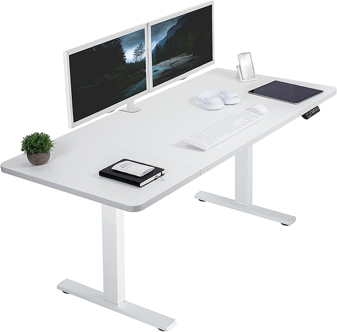 VIVO Electric 60 x 30 in Standing Desk, Memory Height Adjustment, 1B Series, White Top White Frame, DESK-KIT-1W6W-30