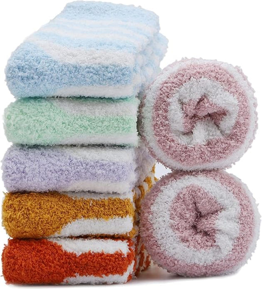 Womens Fuzzy Socks Microfiber Soft Cozy Warm Slipper Sleeping Winter Sock Fluffy Cabin Plush Stocking Stuffers