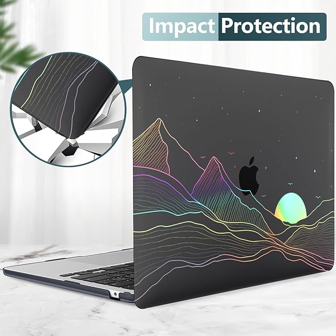 KEROM Clear Black Case for MacBook Pro 16 inch 2025-2021 M4 M3 M2 M1 Pro/Max Chip A3403 A3186 A2991 A2780 A2485, Protective Aesthetic Plastic Hard Shell Case & Keyboard Cover, Sunrise