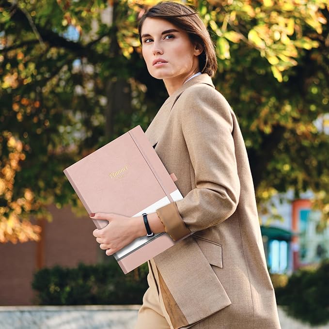 AHGXG 2026 Planner, Weekly and Monthly, Large A4 8.5"x11", Planner 2026-2027, Calendar 15-Months Jan 2026 - Mar 2027, Vegan Leather Softcover, Inner Pocket, Rose Gold