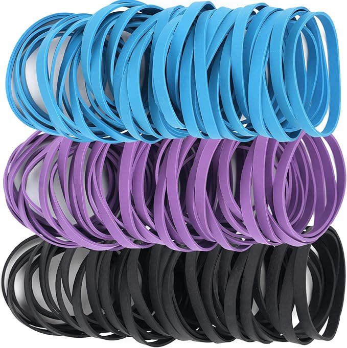 AMUU Rubber Bands Size #64 227g/0.5 lb Purple Blue Black Rubber Bands for Office Supplies Home Money File Folders Strong Elastic Bands