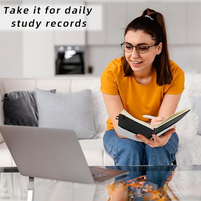 Coopay 24 Pack A5 Journal Notebook with 24 White Pens Bulk Classic Ruled Hardcover Leather Journal Set with Pen Holder for Men Women Writing Office Home School Business, 100GSM, 8.3” x 5.5” (Black)