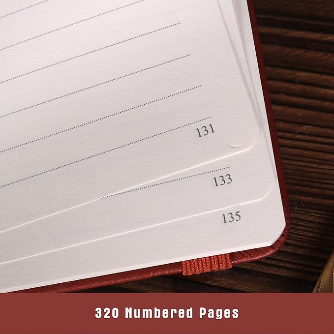 TIEFOSSI Lined Journal Notebook for Women Men, Leather Journal with Pen, A5 Evil Eye Hardcover Notebook for Work, Journaling, Travel & School, 100 GSM Thick Paper, 320 Numbered Pages, 6.2 x 8.3 in