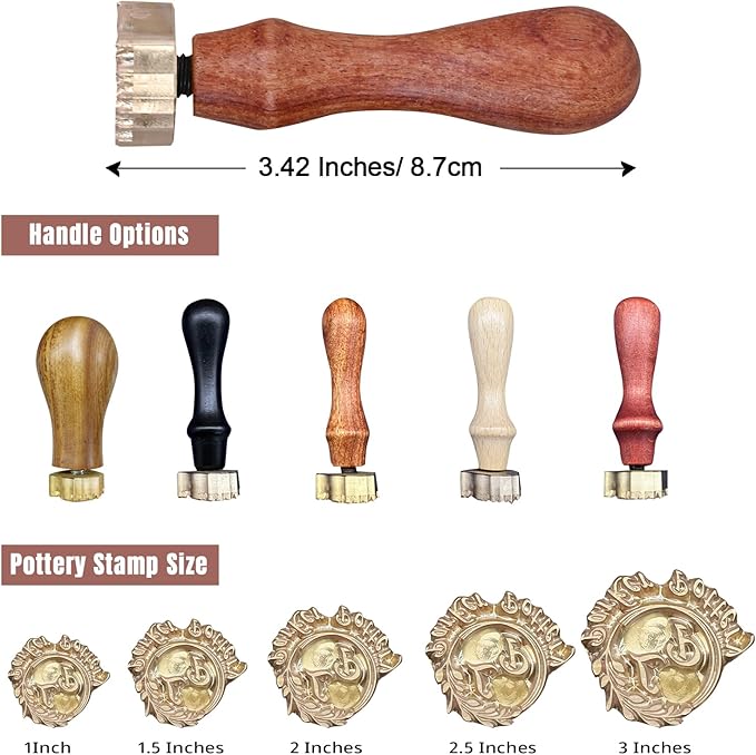 KAINSY Custom Pottery Stamp, Personalized Letter Stamp for Clay with Own Design, Create Unique Imprints in Pottery, Potters Crafted Lovers Gift, Polymer Clay Tools (1.5 inches)