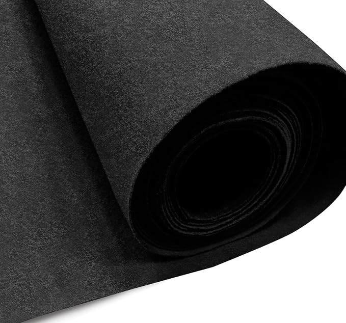 EOVEA | Acrylic Felt Fabric by The Yard - Non-Stiff, Soft Material - 72" Wide - 1.6mm Thick Felt Sheets for DIY Crafts, Sewing, Upholstery, Cushion, Padding(Black, 2 Yard)