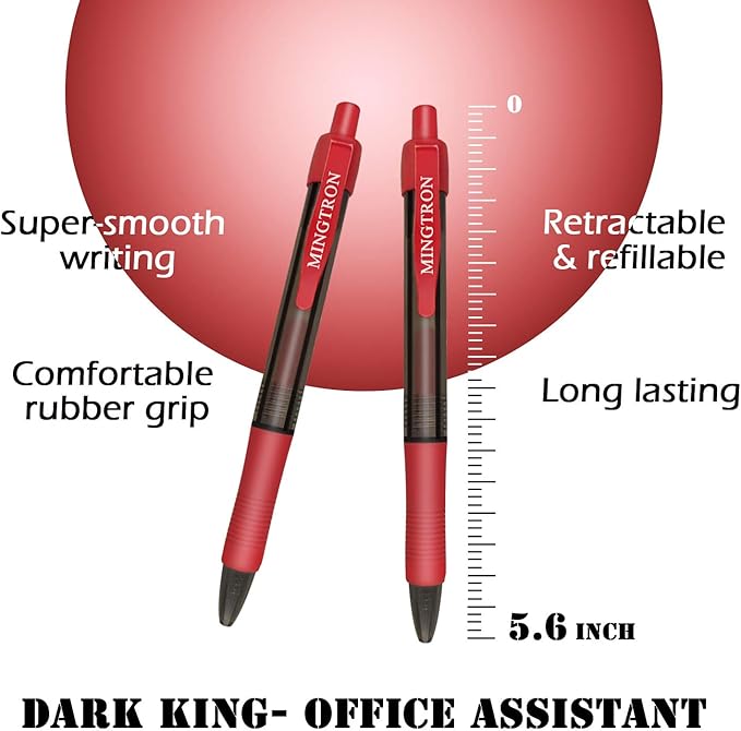 50 Pack Retractable Gel Ink Rollerball Pen, Ink Pen, Red Pen, Pen Set, Ball Pen, Bulk Pens, Journal Notebook Writing Office Supplies Pens, School Supplies, Extra Fine, 0.5MM, Red Ink