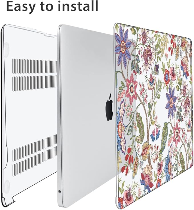 Compatible with MacBook Air 13 inch Case 2022 2021 2020-2018 Release M1 A2337 A2179 A1932 with Touch ID, Hard Print Case + Keyboard Skin + Webcam Cover + Screen Protector, Vintage Flowers